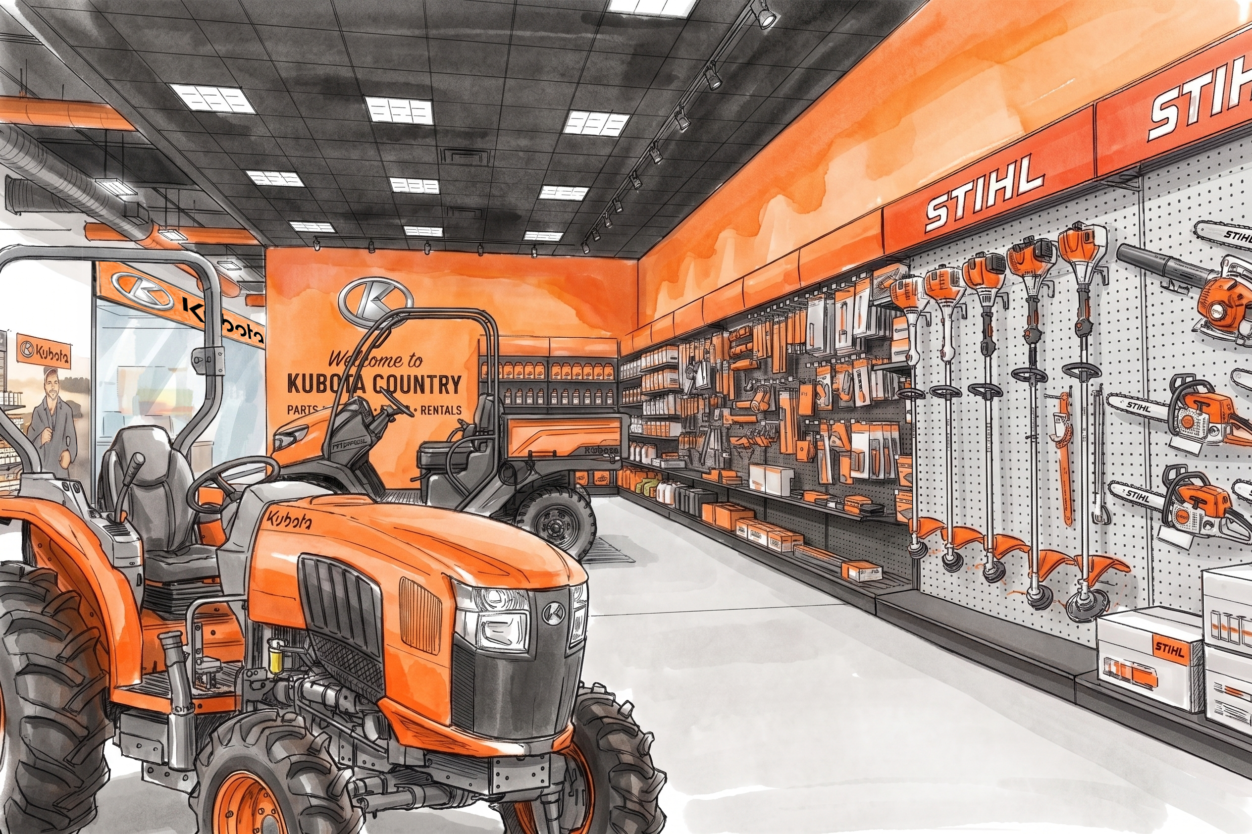 Western Implement Showroom Remodel Rendering